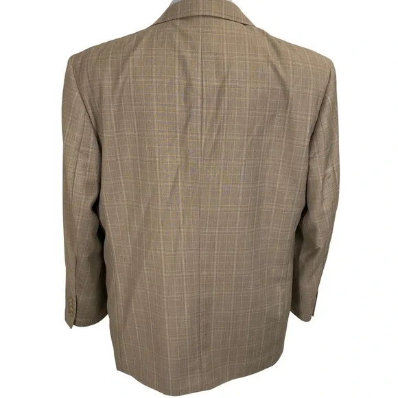 Luca Rossi Italia Suit Mens 42S 30W 30L Tan Plaid Superior 150s HighTech